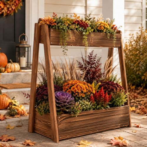 36" 2-Tier Freestanding Elevated Wooden Raised Garden Bed - Image 3