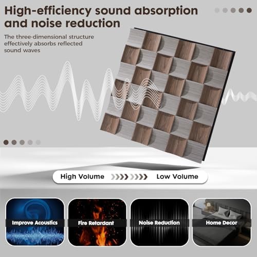 Acoustic Wood Slat Panels, 23.6"x23.6", 3D Concave Convex - Image 4