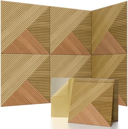 6 Pack Peel and Stick Wood Acoustic Wall Panels by Temgcuam