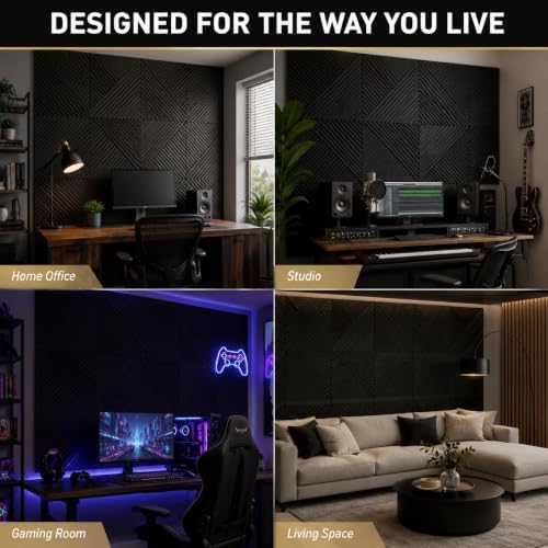 6 Pack Peel and Stick Acoustic Wall Panels, 60 x 40 in Coverage - Image 5