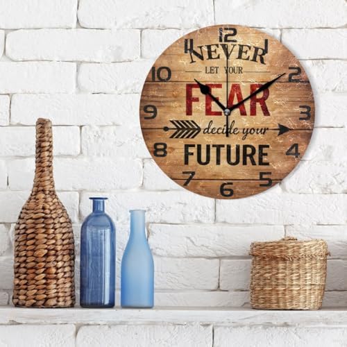 ABLINK Inspirational Quote Round Wall Clock, Silent Non Ticking Oil Painting - Image 3