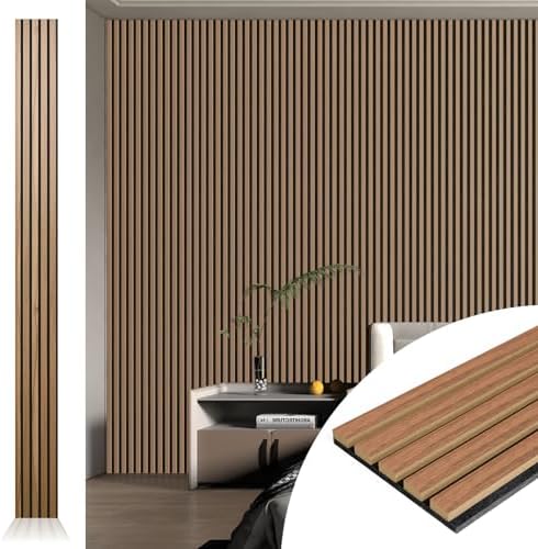 Art3d 4-Pack Fluted Acoustic Wood Slat Wall Panel, 107 x 8 Inch by Art3d