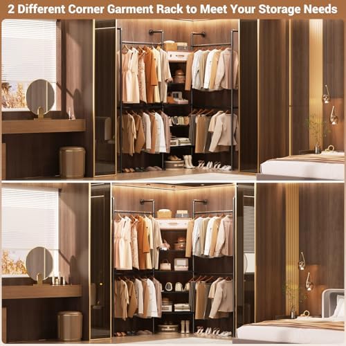 Aheaplus Industrial Pipe Clothing Rack, 6.42FT Closet Organizer System - Image 3