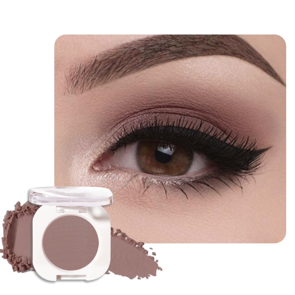 Single Matte Eye Shadow Palette Makeup, Light Cocoa Matte Eyeshadow for Women, Monochrome Eye Shadow Makeup, Pigmented Waterproof Sombras Para Ojos, Vegan, Talc, Paraben & Cruelty Free, 18