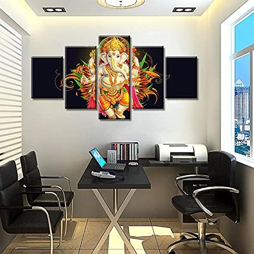 DJSYLIFE Hindu God Wall Art Ganesha Wall Decor Elephant God Canvas Prints - Image 6