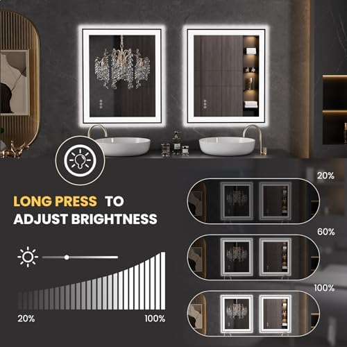 LOAAO 30"X36" LED Bathroom Mirror Black Framed - Image 3