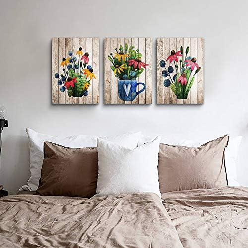 Lapremoly Vintage Wood Grain Flowers Wall Art - Image 4