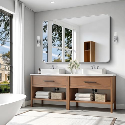 KOCUUY Silver Bathroom Mirror, 60x40 Inch Large Bathroom Mirror - Image 4