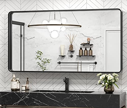 TokeShimi 48 x 24 Inch Wall Mirror Black Bathroom Vanity Mirror by TokeShimi