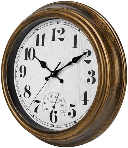 45MinST 12 Inch Indoor/Outdoor Retro Round Waterproof Wall Clock - Image 3