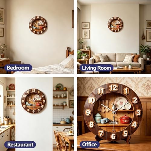 peacoblue 3D Kitchen Wall Clocks Battery Operated - Image 6