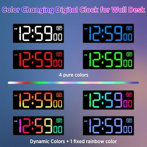 Soobest Large LED Digital Wall Clock 8 RGB Color Changing Display - Image 2