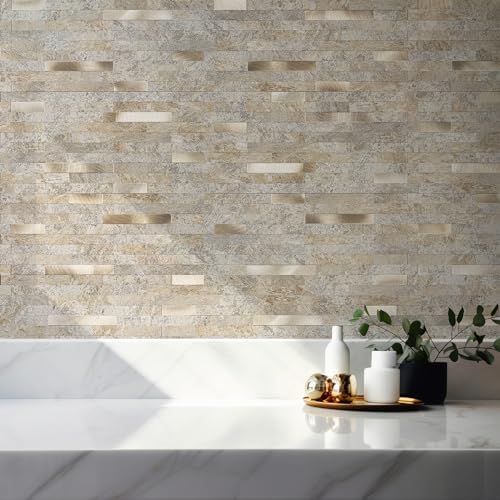 StyloVue 20 Sheets Peel and Stick Backsplash, Dark Beige - Image 2
