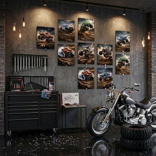 ZBMYYGO Monster Truck Canvas Wall Art Prints Set of 9, Off-Road Racing Decor - Image 5