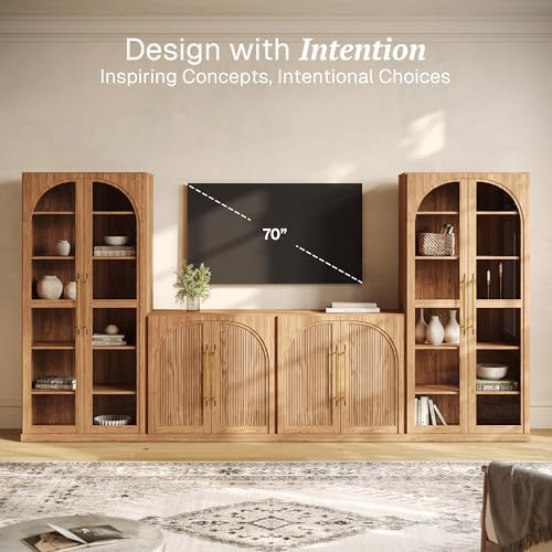 BELLEZE Jagger 128" Wall Unit 3-Piece Modular TV Stand - Image 4