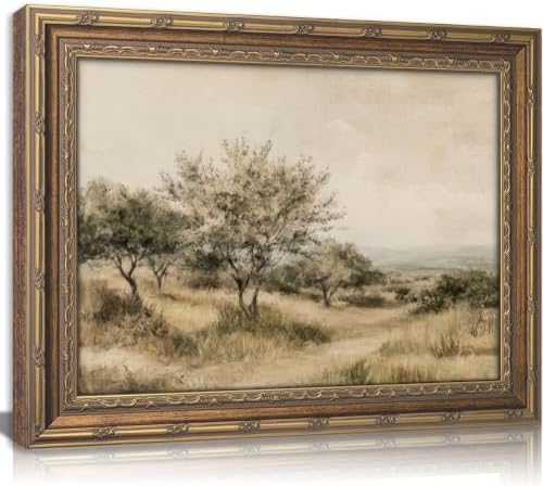 Vintage Gold Framed Olive Tree Landscape Wall Art by HPZFEIJJWallArt