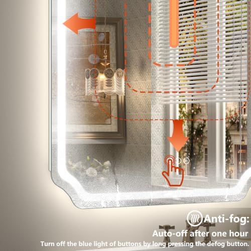 66x40 Inch LED Lighted Bathroom Vanity Mirror - Image 4