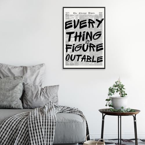 Retro Black And White Newspaper Poster Every Thing Is Figure Outable Canvas - Image 4