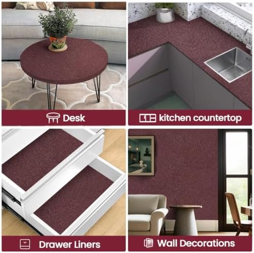 Dark Red Peel and Stick Self Adhesive Wallpaper Countertop Contact Paper - Image 6