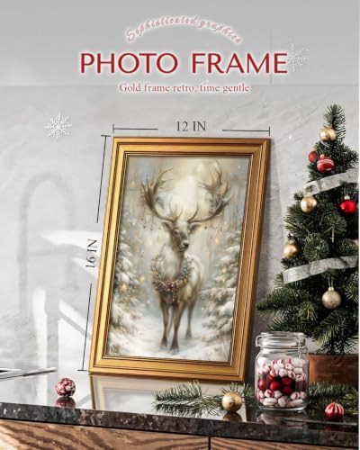 VIYYIEA Christmas Reindeer Wall Art Vintage Winter Deer Painting 12x16 Inch - Image 5