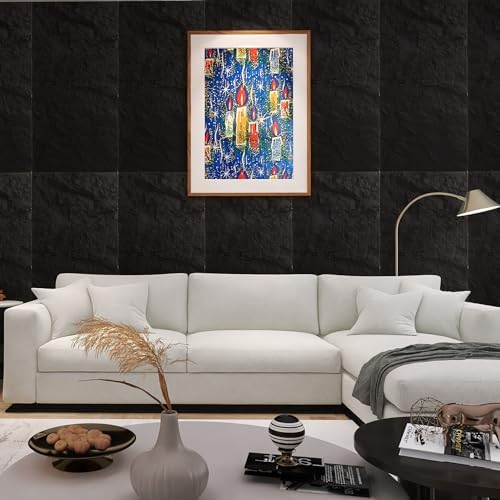 4-Pack 3D Faux Stone Wall Panels Rock Wall Panel Dark Black - Image 6
