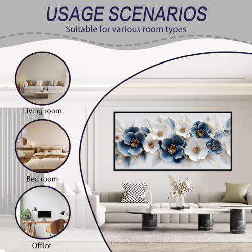 Large Canvas Wall Art for Living Room Blue and White Floral Print Painting wall - Image 6