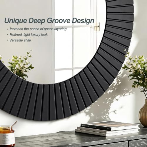 Chende 42'' Black Large Circle Mirror - Image 2