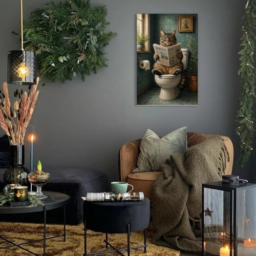 Funny Cat Newspaper Poster Morning News Reading Canvas Wall Art - Image 2