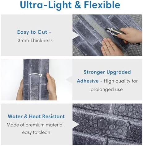 COMSTICKC 3D Faux Brick Wall Panels Peel and Stick - Image 5