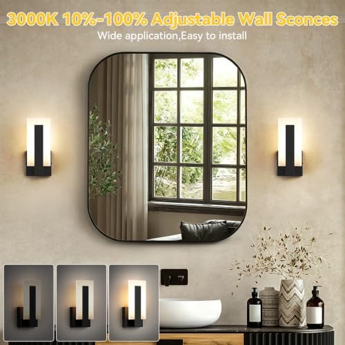 2 Pack Modern LED Wall Sconces, 9.72Inch 5W 3000K 10-10% Brightness Adjustable - Image 2