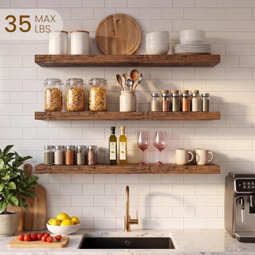 30" x 6.7" Wall Shelf, Rustic Wood Floating Shelf - Image 2