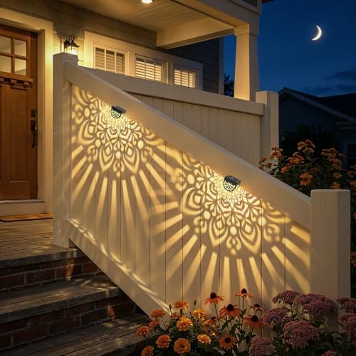 Hapjoy Solar Fence Lights Outdoor 4 Pack Solar Step Lights LED Powered Wall - Image 4