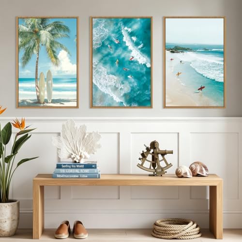 IARTTOP Extra Large Beach Tropical Wall Art 24x36 Inch Framed Blue Summer Ocean - Image 2