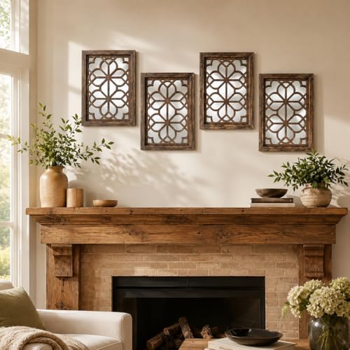 Set of 4 11x15 Inch Rectangular Shatterproof Maroon Decorative Wall Mirrors - Image 4