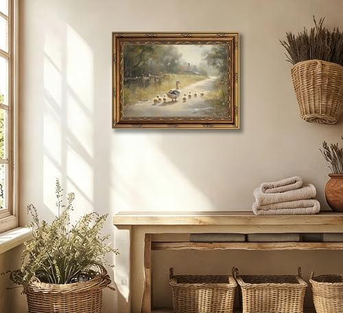 3D Textured Canvas Wall Art Vintage Carved Gold Frame Duck - Image 6