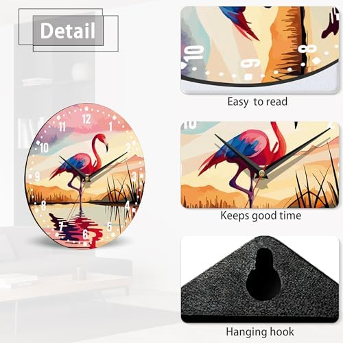 SPUNKER Wall Clocks, Tropical Bird Small Battery Operated Wall Clocks Decorative - Image 4