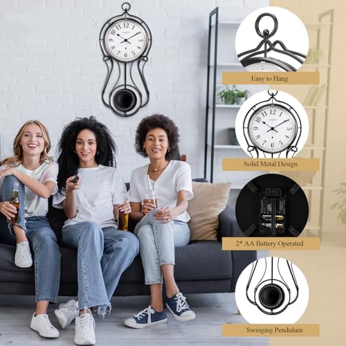 CLXEAST 20" Modern Pendulum Wall Clock - Image 4