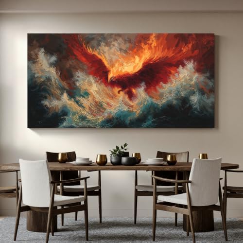 Large Wall Art Decor 29"x58" Retro Fire Phoenix Wall Art - Image 4