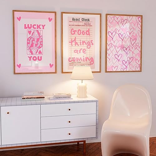 Lucky You Pink Wall Art Guest Check Preppy Wall Decor Trendy Aesthetic Canvas - Image 6