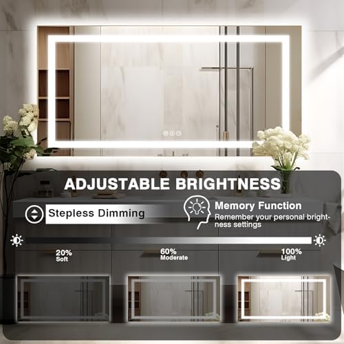 EchosLife 72"x40" Large LED Bathroom Mirror - Image 6