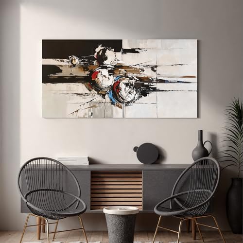 YISXINOAG Black White Abstract Wall Art Modern Industrial Painting 24"X48" - Image 4
