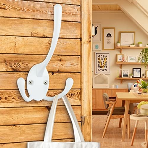 IBosins 6 Pack White Big Heavy Duty Three Prongs Coat Hooks - Image 3