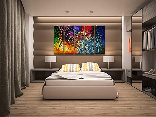 Wieco Art 5 Panels Abstract Heart Oil Paintings Reproduction on Canvas Wall Art - Image 2