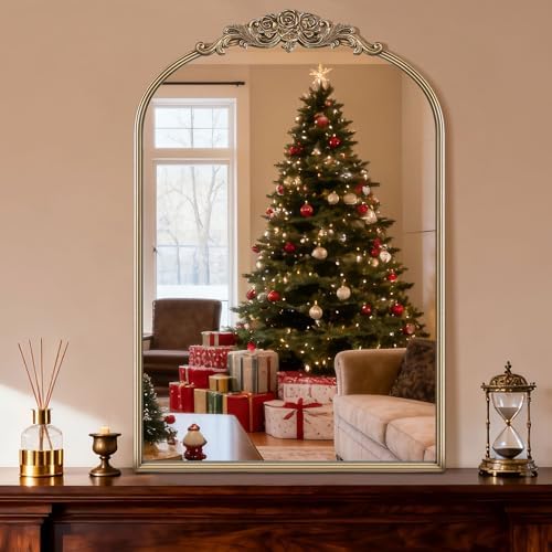 24"x36" Vintage Gold Arched Wall Mirror - Image 6