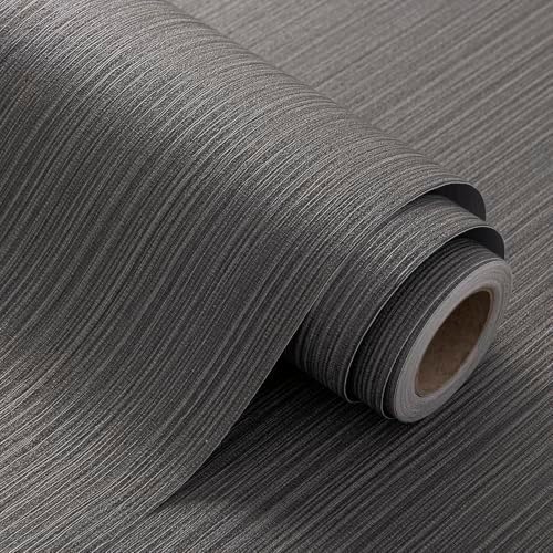 Black Grasscloth Self-Adhesive Wallpaper 23.6"x787" by HyunHome
