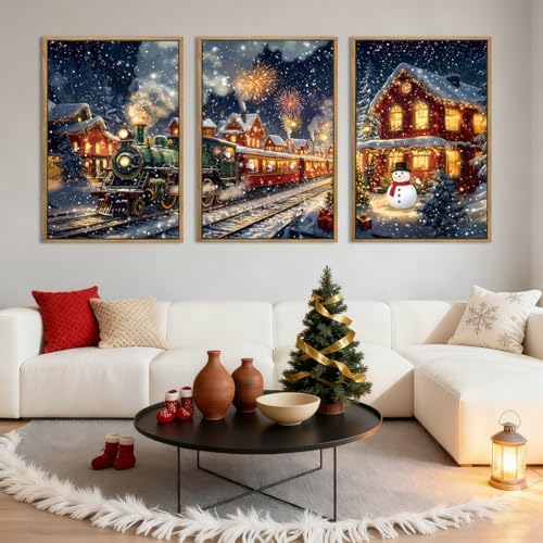 BINCUE Christmas Wall Art Winter Christmas Prints Framed Wall Painting Decor by BINCUE