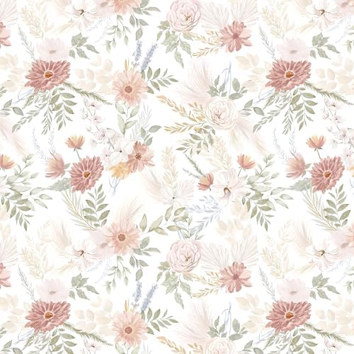 Dimoon Pink Floral Peel and Stick Wallpaper Modern Beige Contact Paper by DIYYOURMOON