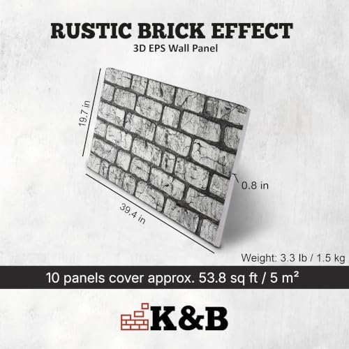K&B Panels 3D Wall Panel, Realistic Rustic Brick Effect Styrofoam Wall Panelling - Image 3
