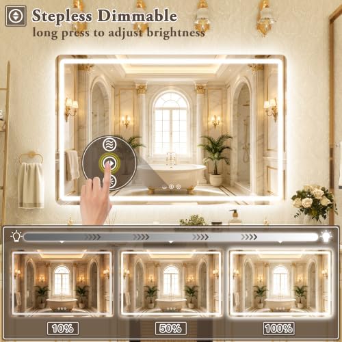 55"x36" LED Bathroom Mirror Anti-Fog Dimmable Wall Mount Vanity Touch - Image 4