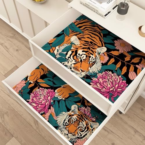 BOKEBEVE Tiger Floral Wallpaper Peel and Stick Vintage Orange 17.5 x 787In - Image 6